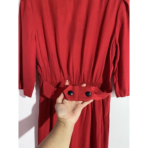 Vtg 80s Blazer Dress Small? Red Double Breasted Retro Office Cocktail Old Money - Picture 10 of 14